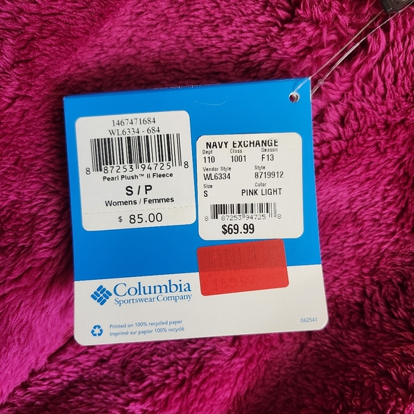 Columbia Women's Small Pink Pearl Plush II Fleece - Picture 3 of 3